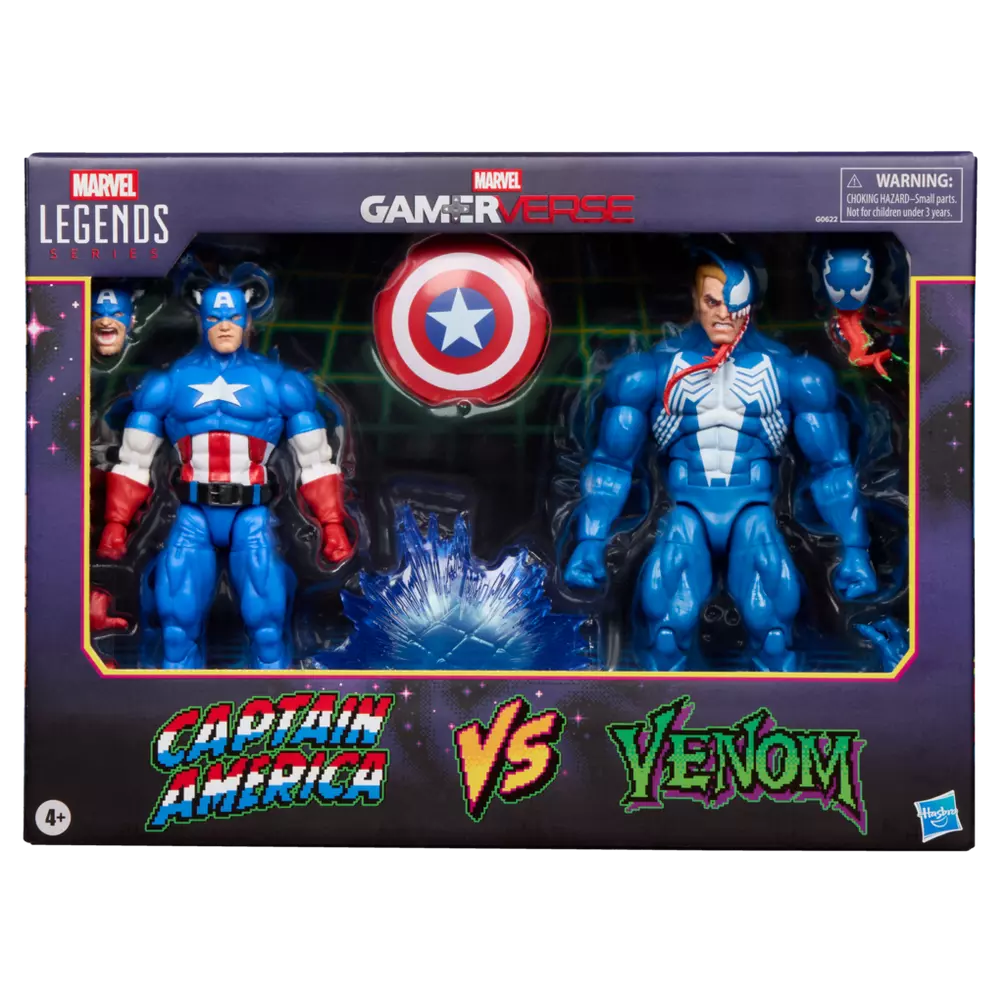 Vista caja marvel legends gamerverse capitan america vs venom